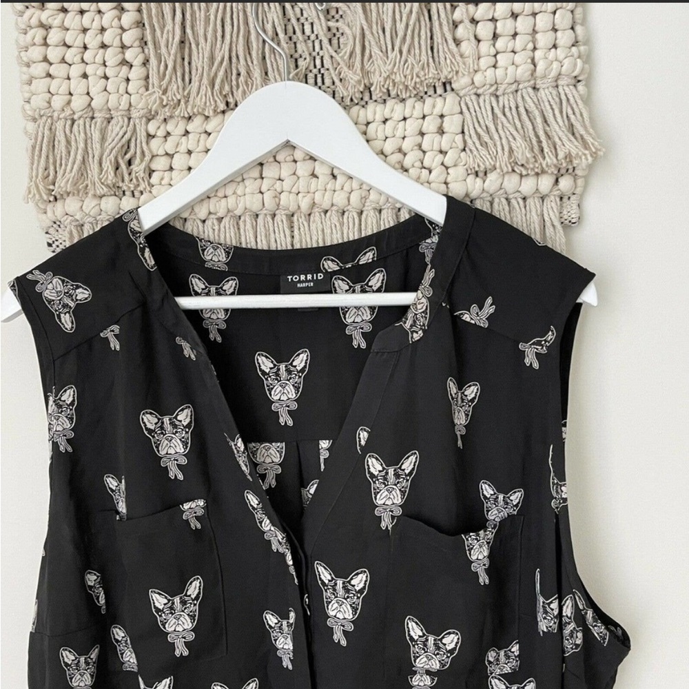 torrid french bull dog sleeveless blouse 3X